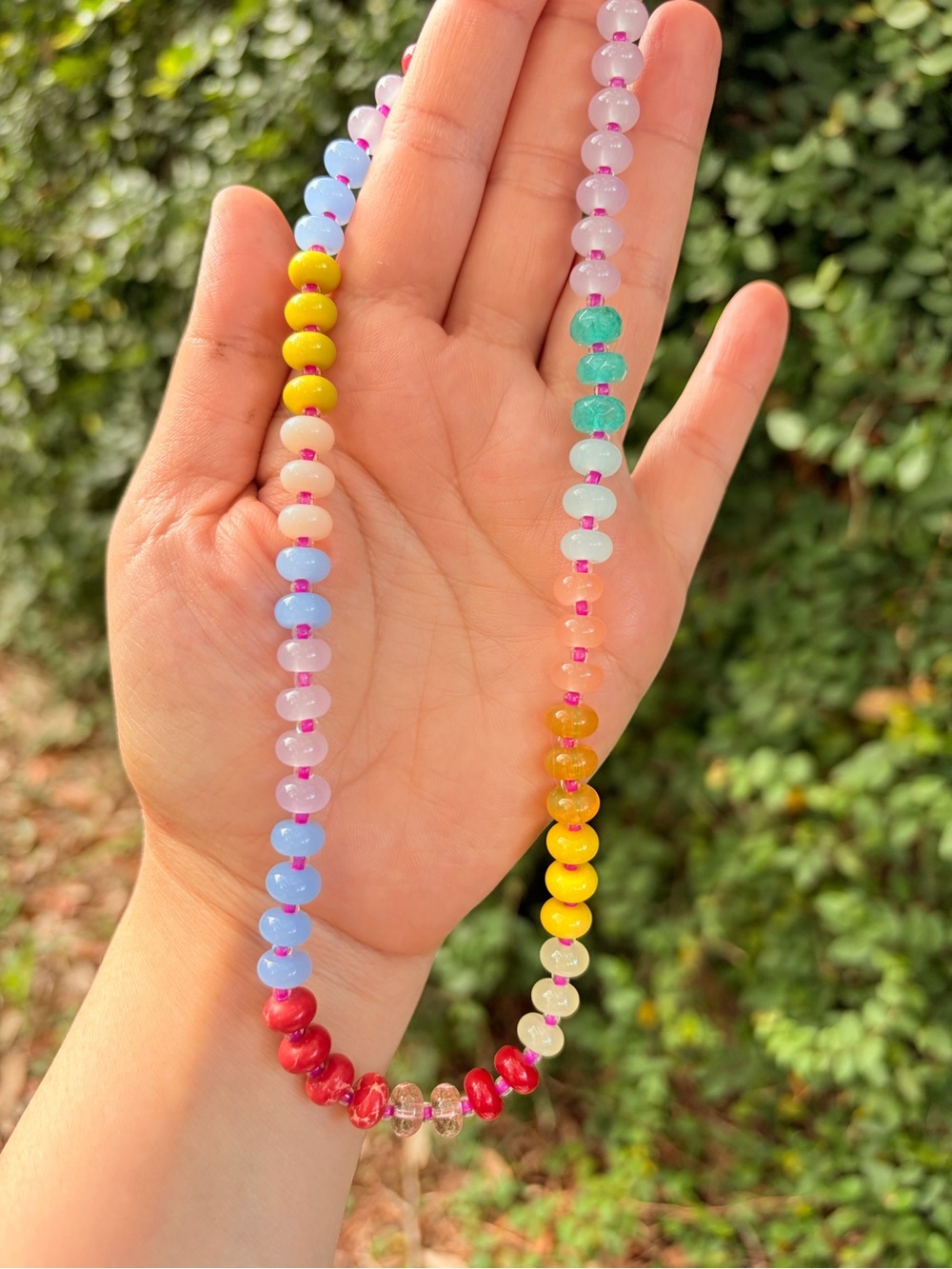 Multicolor Beaded Necklace - Natural Stone Beads - Picture 5 of 5